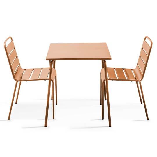 Table de jardin bistrot carrée en métal 70x70 cm et 2 chaises | Oviala