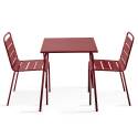 Table de jardin bistrot carrée en métal 70x70 cm et 2 chaises