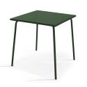 Table de jardin carrée en métal 70x70 cm et 4 chaises avec accoudoirs