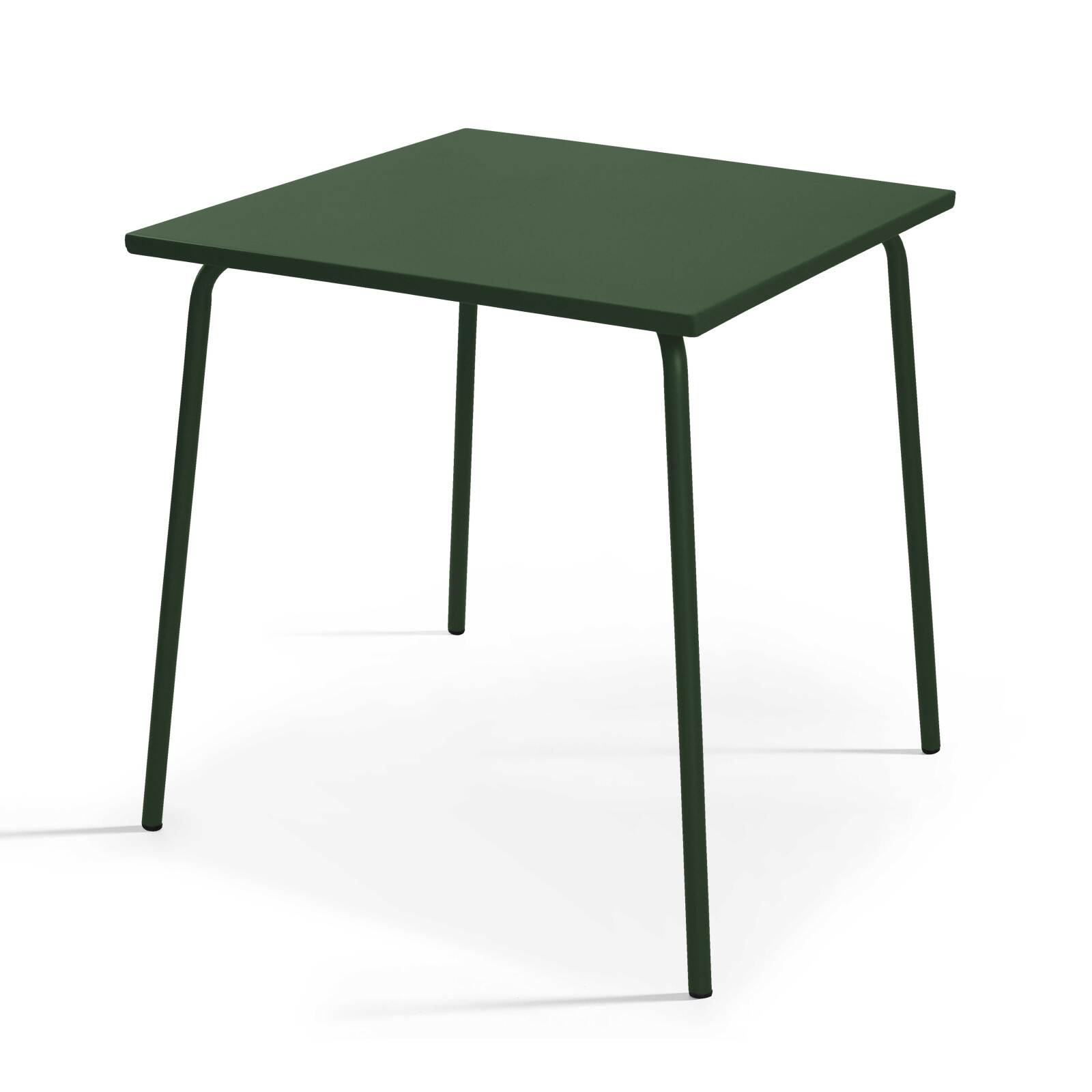 Table de jardin carrée en métal 70x70 cm et 4 chaises avec accoudoirs
