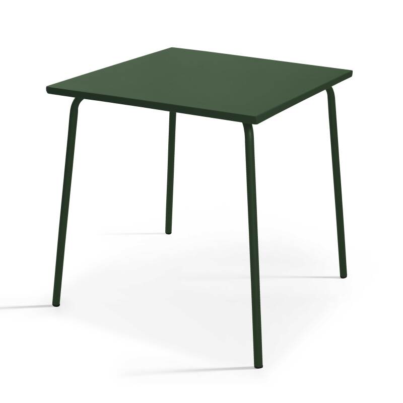 Table de jardin carrée en métal 70x70 cm et 4 chaises avec accoudoirs