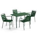 Table de jardin en métal 120x70 cm et 4 chaises avec accoudoirs