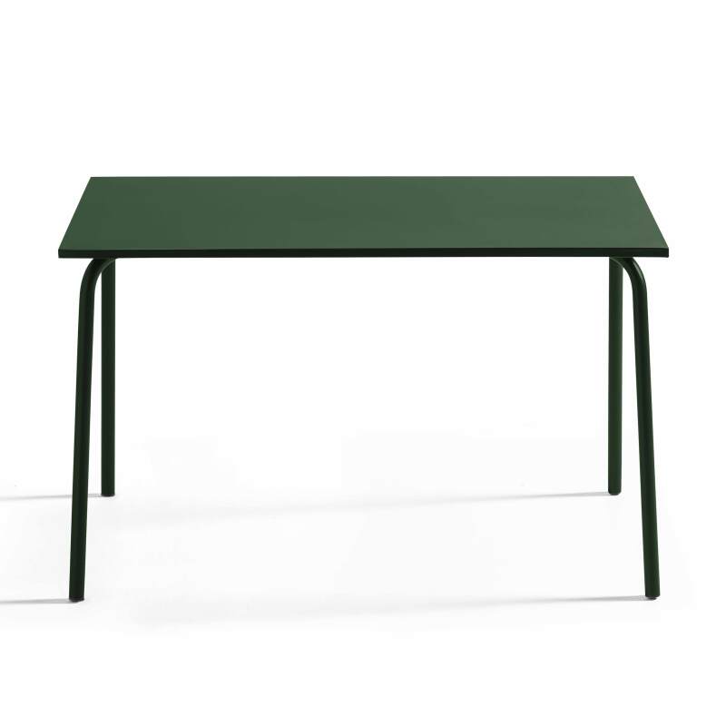 Table de jardin en métal 120x70 cm et 4 chaises avec accoudoirs