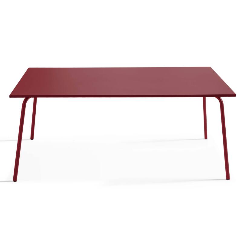 Table de jardin en métal 180x90 cm et 6 chaises avec accoudoirs
