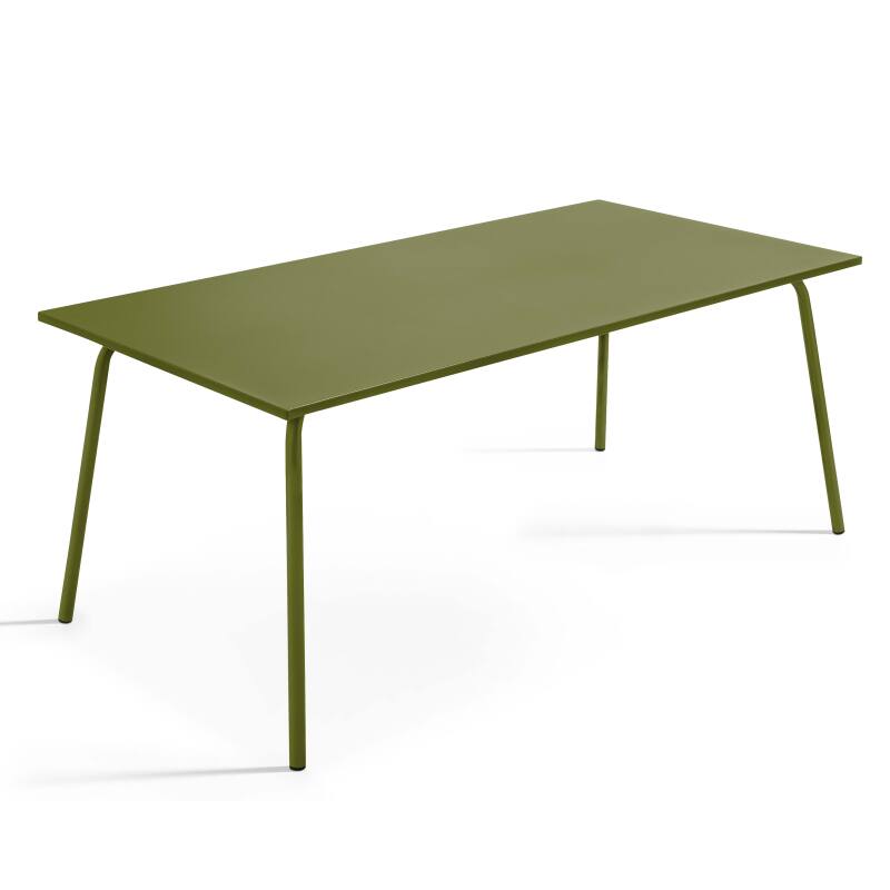 Table de jardin en métal 180x90 cm et 6 chaises avec accoudoirs