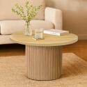 Table basse effet bois clair ronde 70 x 70 x 45 cm