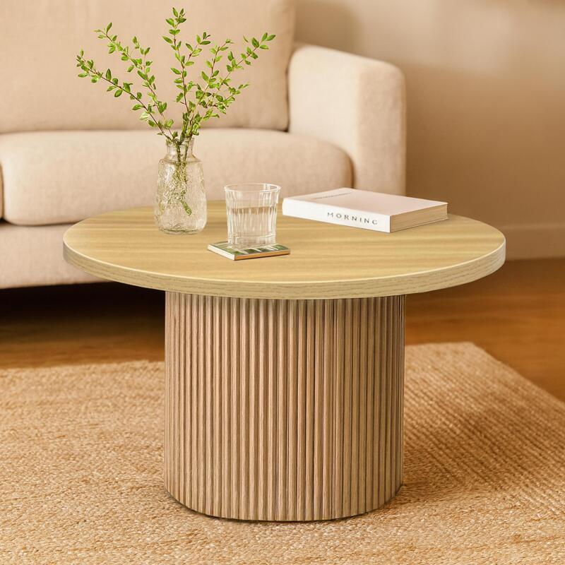 Table basse effet bois clair ronde 70 x 70 x 45 cm