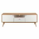 Meuble TV effet bois clair et blanc 150 cm scandinave