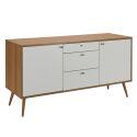 Buffet scandinave effet bois clair 2 portes 3 tiroirs 150 cm
