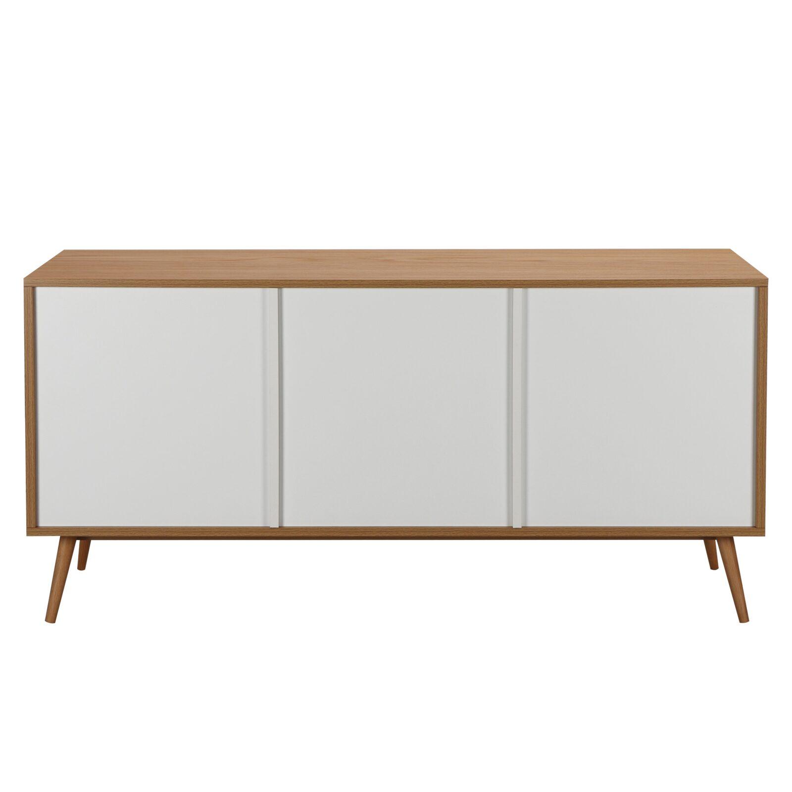 Buffet scandinave effet bois clair 2 portes 3 tiroirs 150 cm