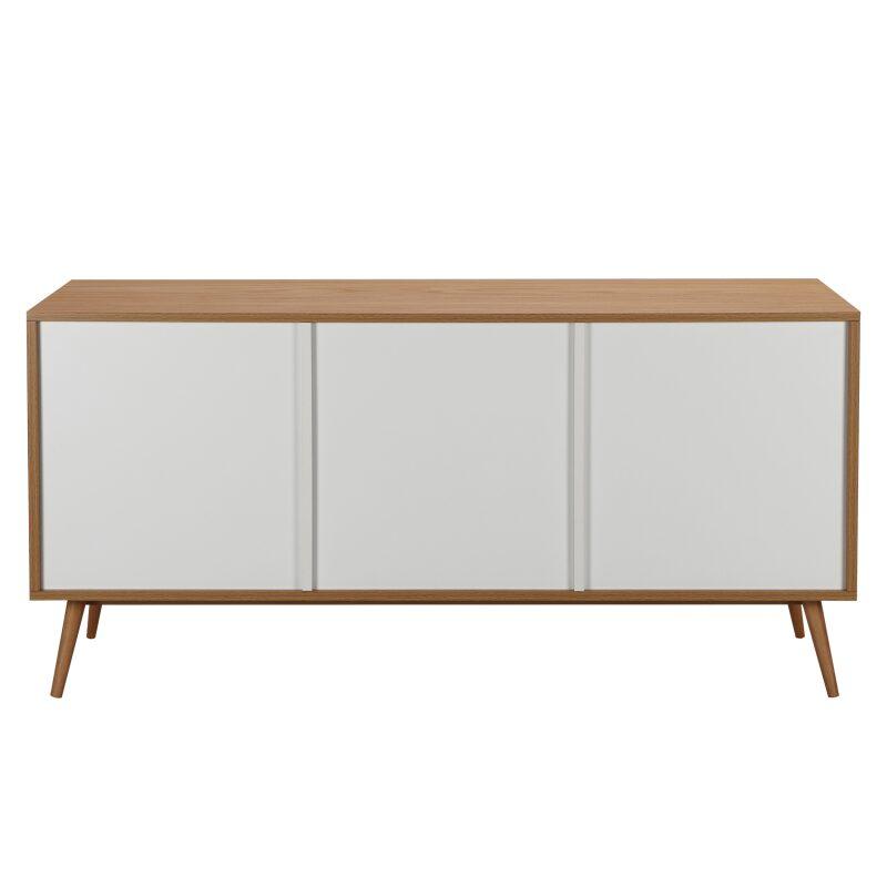 Buffet scandinave effet bois clair 2 portes 3 tiroirs 150 cm (2/6)