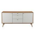 Buffet scandinave effet bois clair 2 portes 3 tiroirs 150 cm