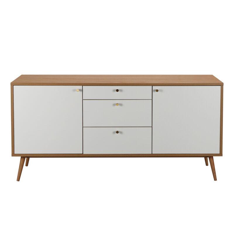 Buffet scandinave effet bois clair 2 portes 3 tiroirs 150 cm (3/6)