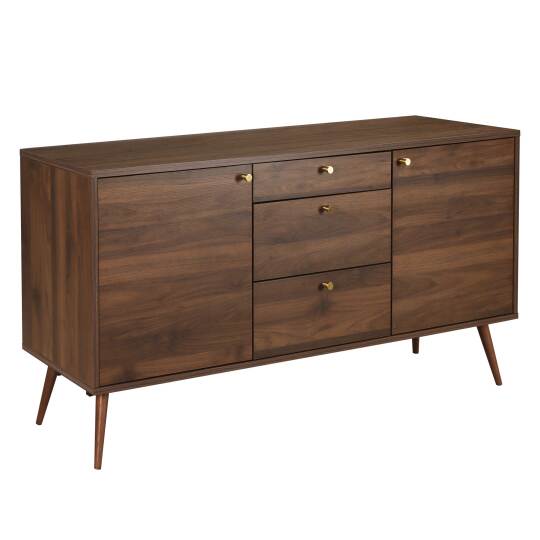 Buffet design effet bois foncé 2 portes 3 tiroirs 150 cm