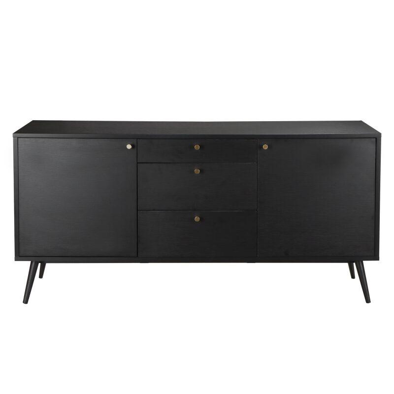 Buffet design effet bois foncé 2 portes 3 tiroirs 150 cm (4/6)