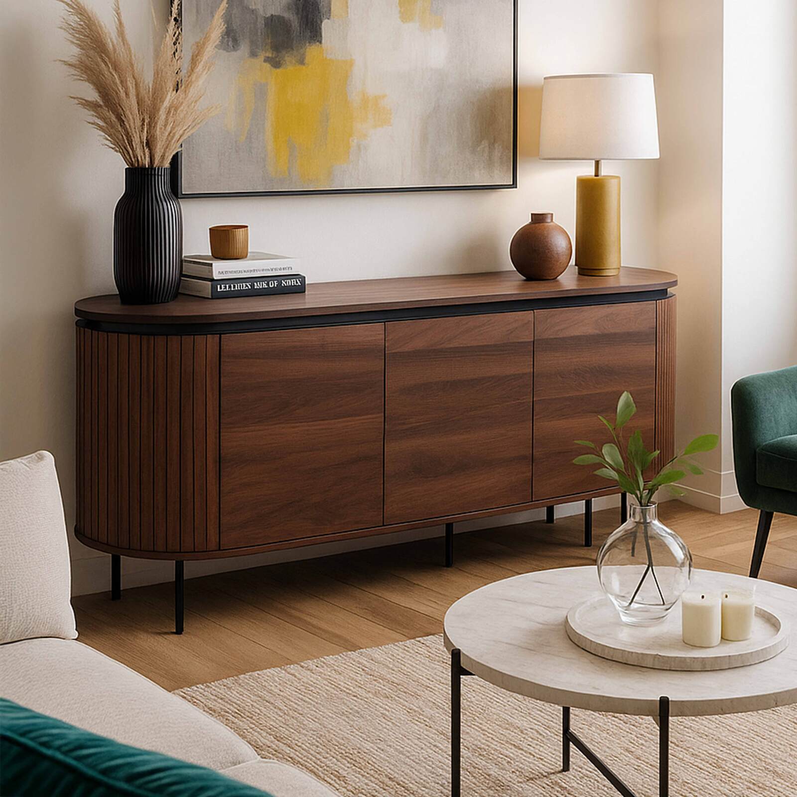 Buffet effet bois 3 portes 160 cm