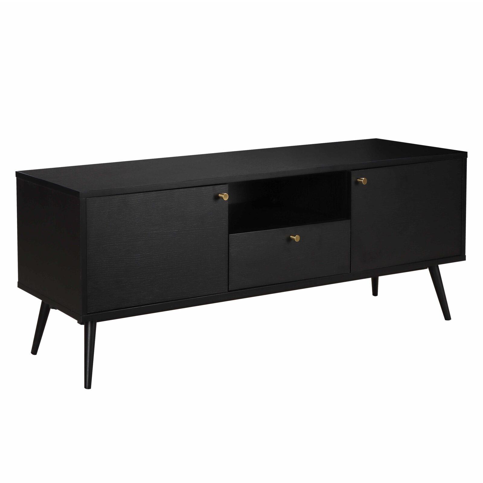 Meuble TV effet bois noir 150 cm design