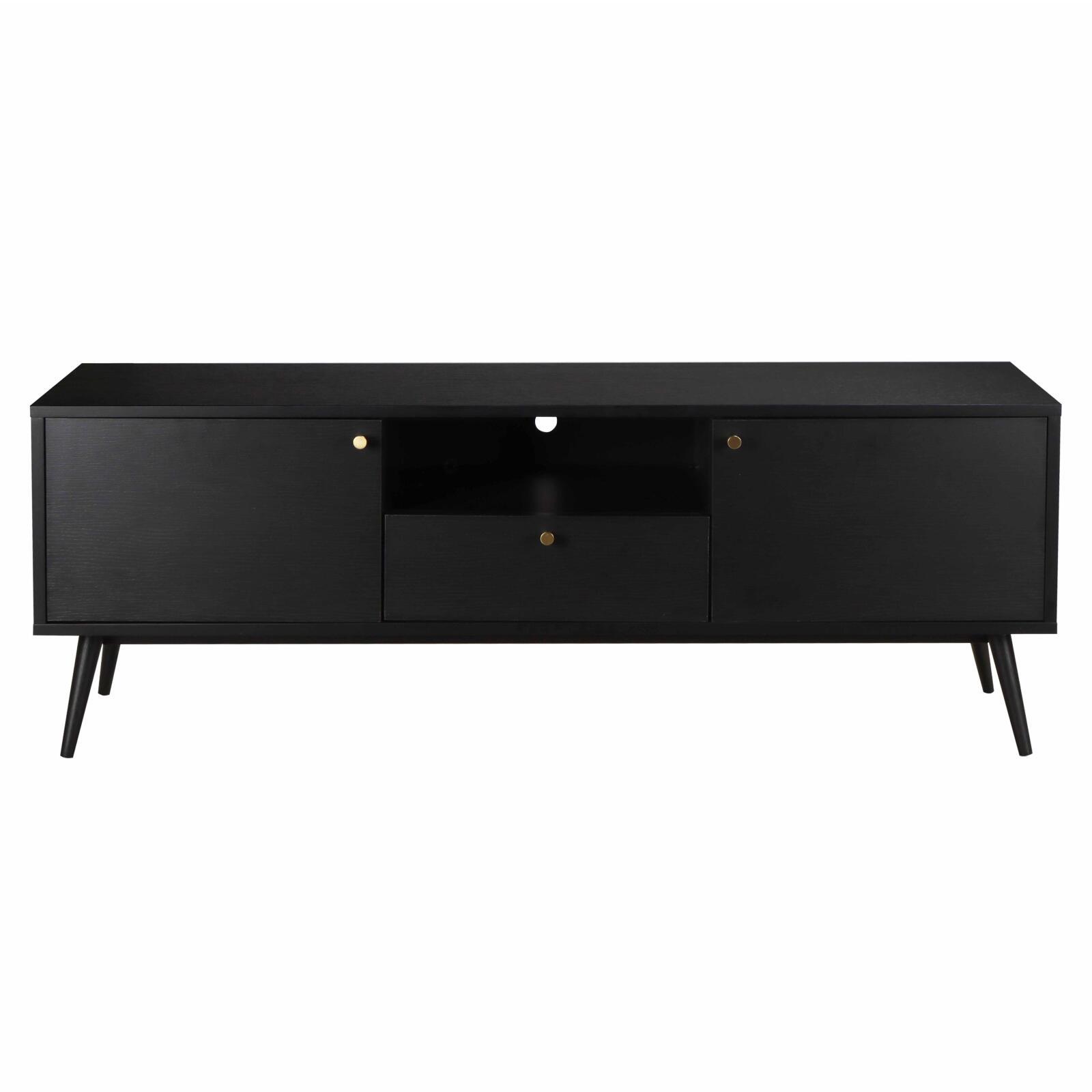 Meuble TV effet bois noir 150 cm design