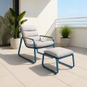 Fauteuil relax en acier et textilène avec repose-pieds