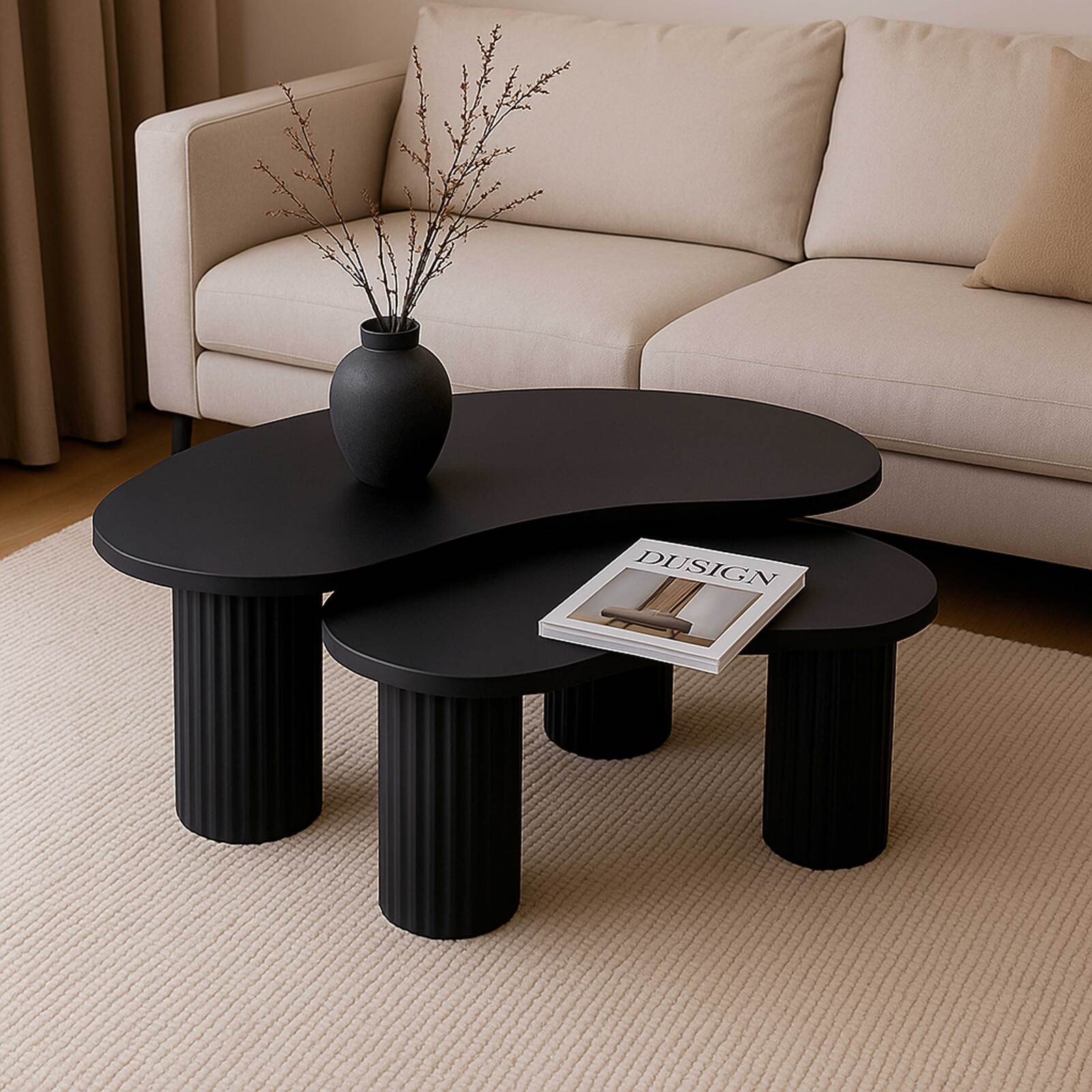 Tables basses gigognes design forme organique 42x70 cm et 60x100 cm Tables basses gigognes design forme organique 42x70 cm et 60x100 cm