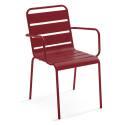 Table de jardin en métal 180x90 cm et 6 chaises avec accoudoirs