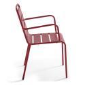 Table de jardin en métal 180x90 cm et 6 chaises avec accoudoirs