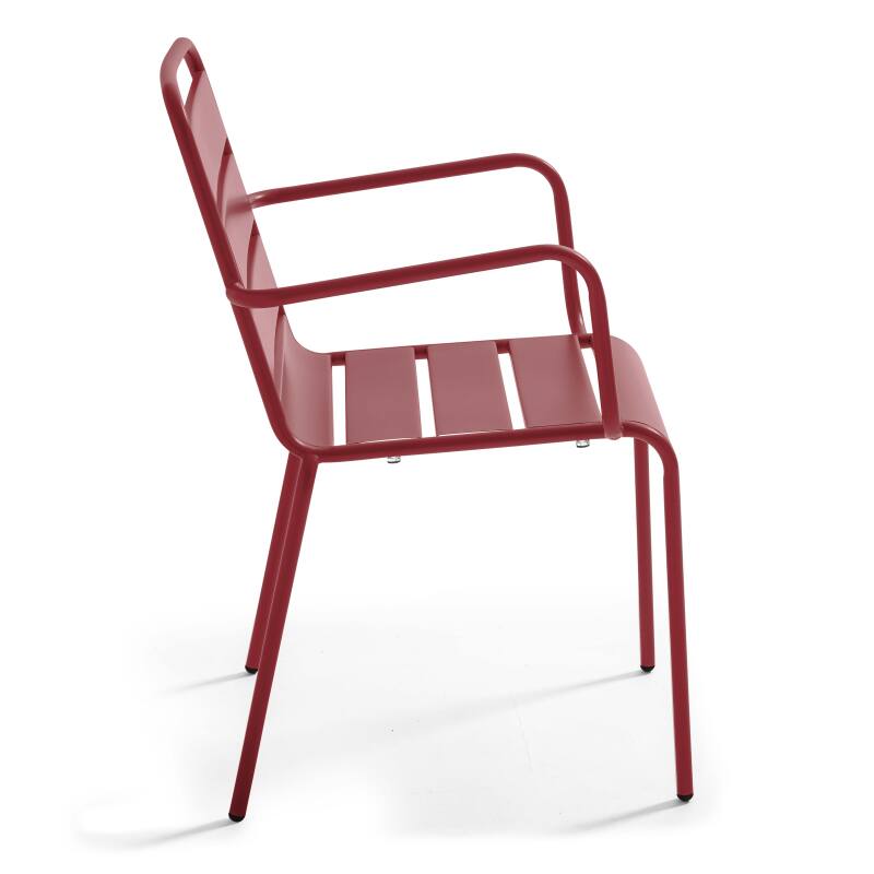 Table de jardin en métal 180x90 cm et 6 chaises avec accoudoirs