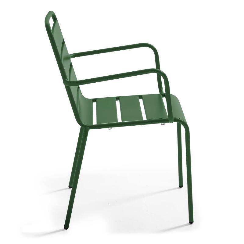 Table de jardin en métal 120x70 cm et 4 chaises avec accoudoirs