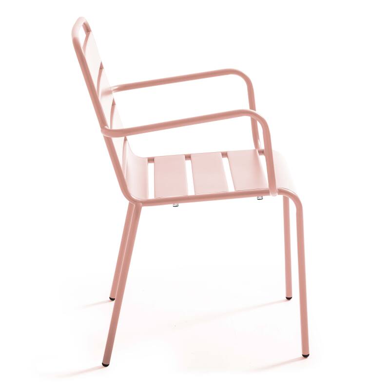 Table de jardin bistrot carrée en métal 70x70 cm et 2 chaises avec accoudoirs (6/7)