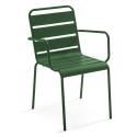 Table de jardin carrée en métal 70x70 cm et 4 chaises avec accoudoirs