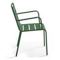 Table de jardin carrée en métal 70x70 cm et 4 chaises avec accoudoirs