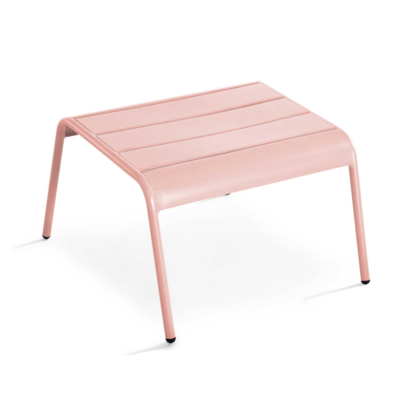 Lot de 2 fauteuils bas et repose-pieds en métal