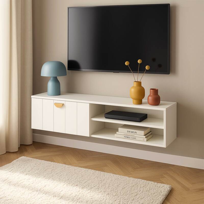 Meuble TV suspendu 120 cm style bohème