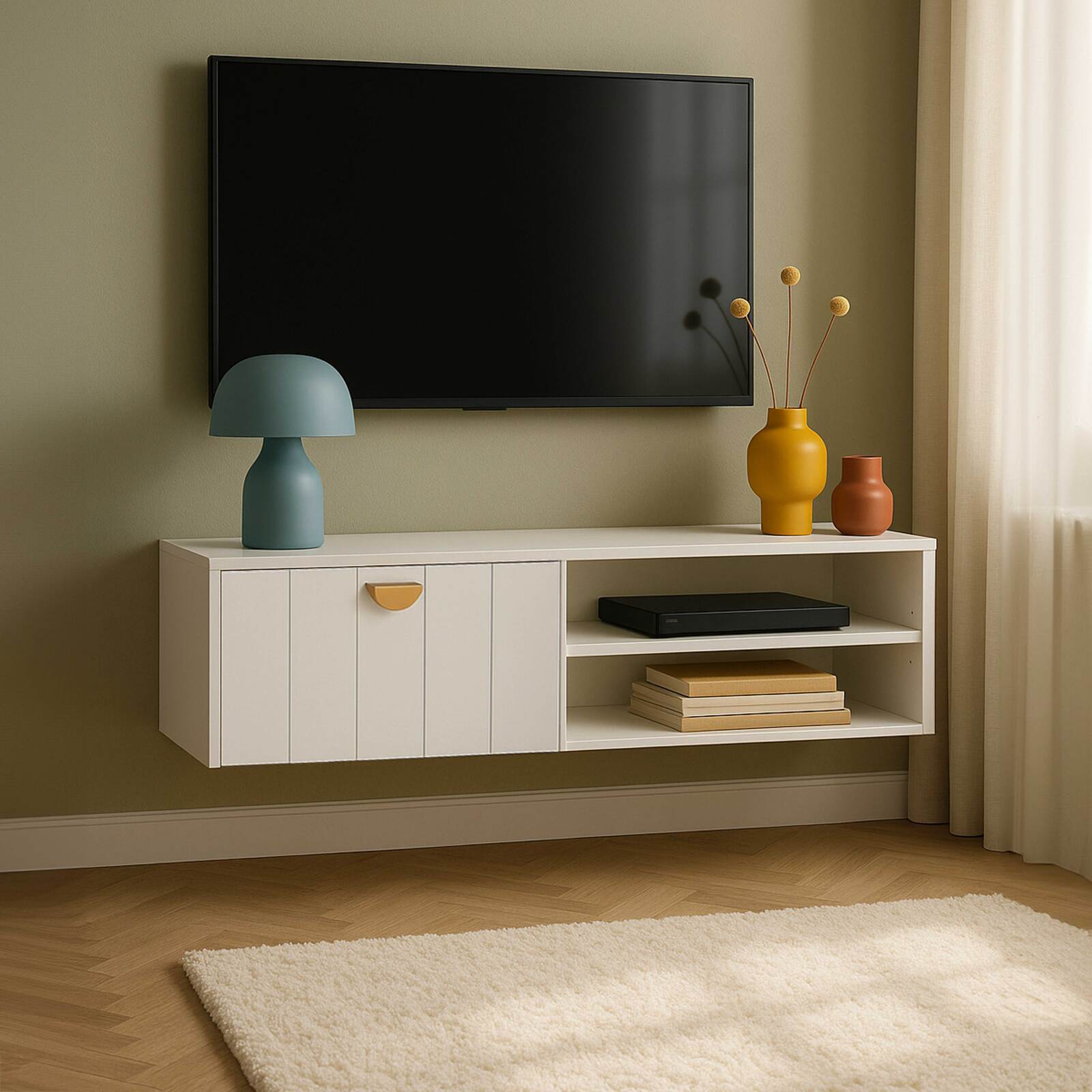 Meuble TV suspendu 120 cm style bohème  