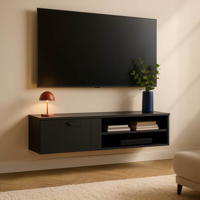 Meuble TV suspendu 120 cm style bohème  
