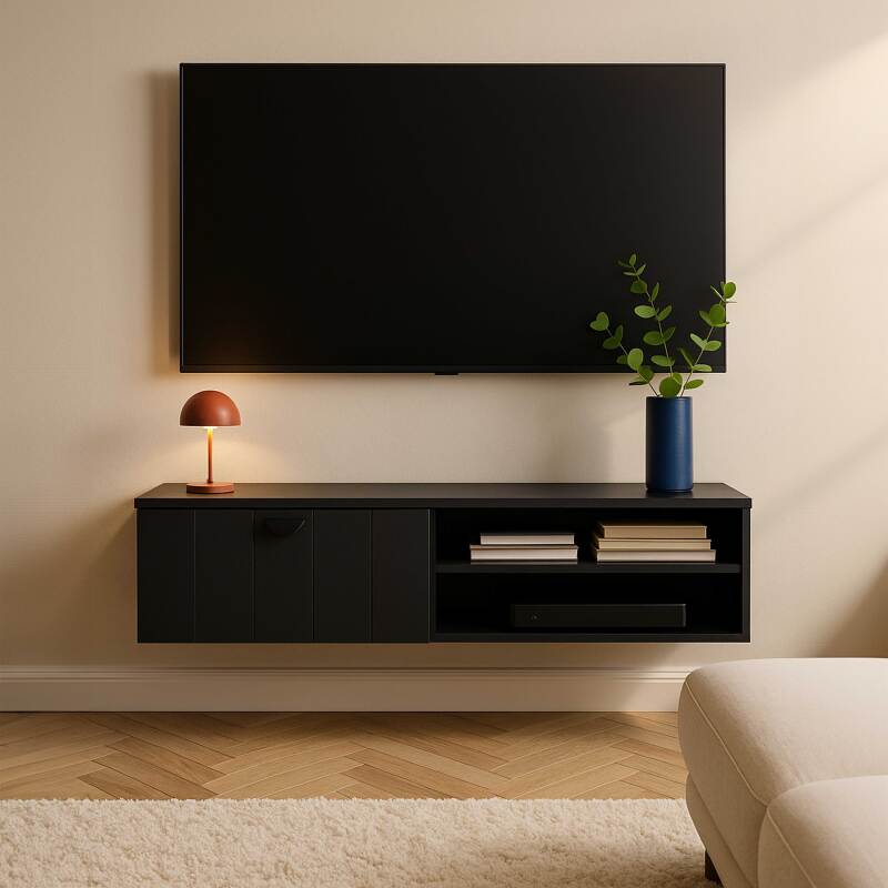 Meuble TV suspendu 120 cm style bohème  