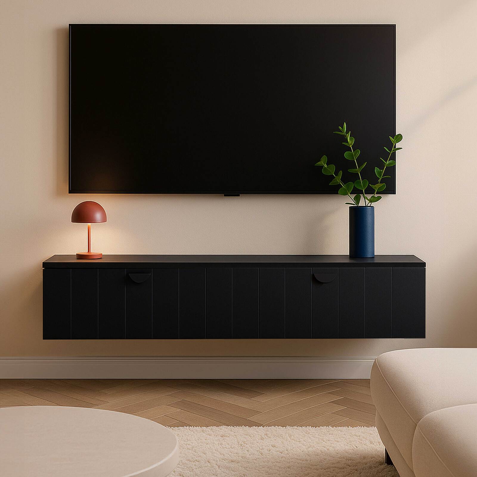 Meuble TV suspendu 160 cm style bohème  