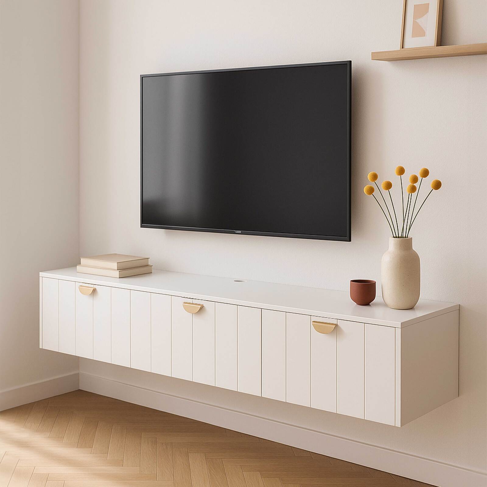 Meuble TV suspendu 200 cm style bohème  