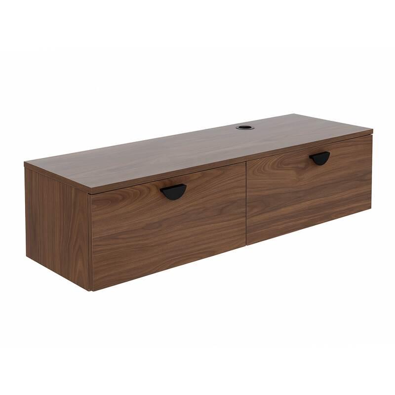 Meuble TV suspendu effet bois 120 cm style industriel 