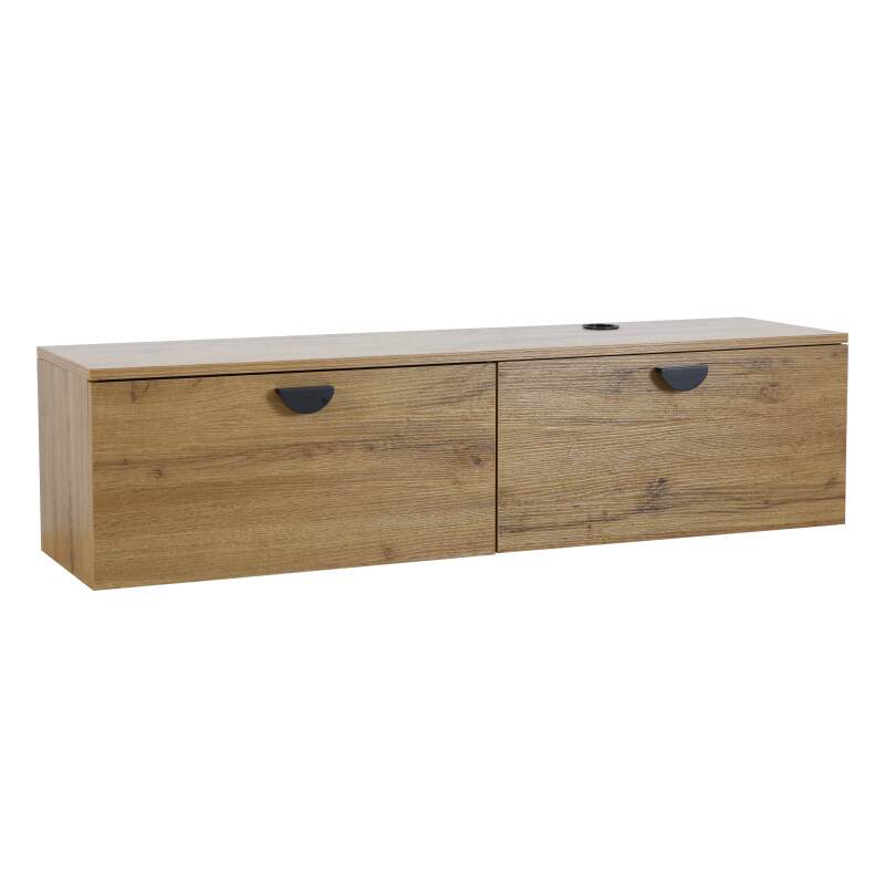 Meuble TV suspendu effet bois 120 cm style industriel 