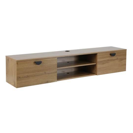 Meuble TV suspendu effet bois 160 cm style industriel | Oviala