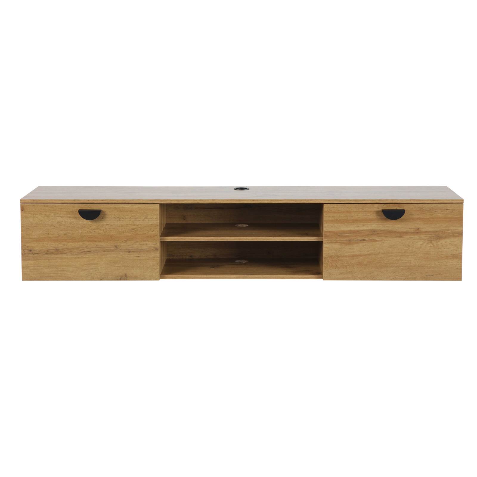 Meuble TV suspendu effet bois 160 cm style industriel 