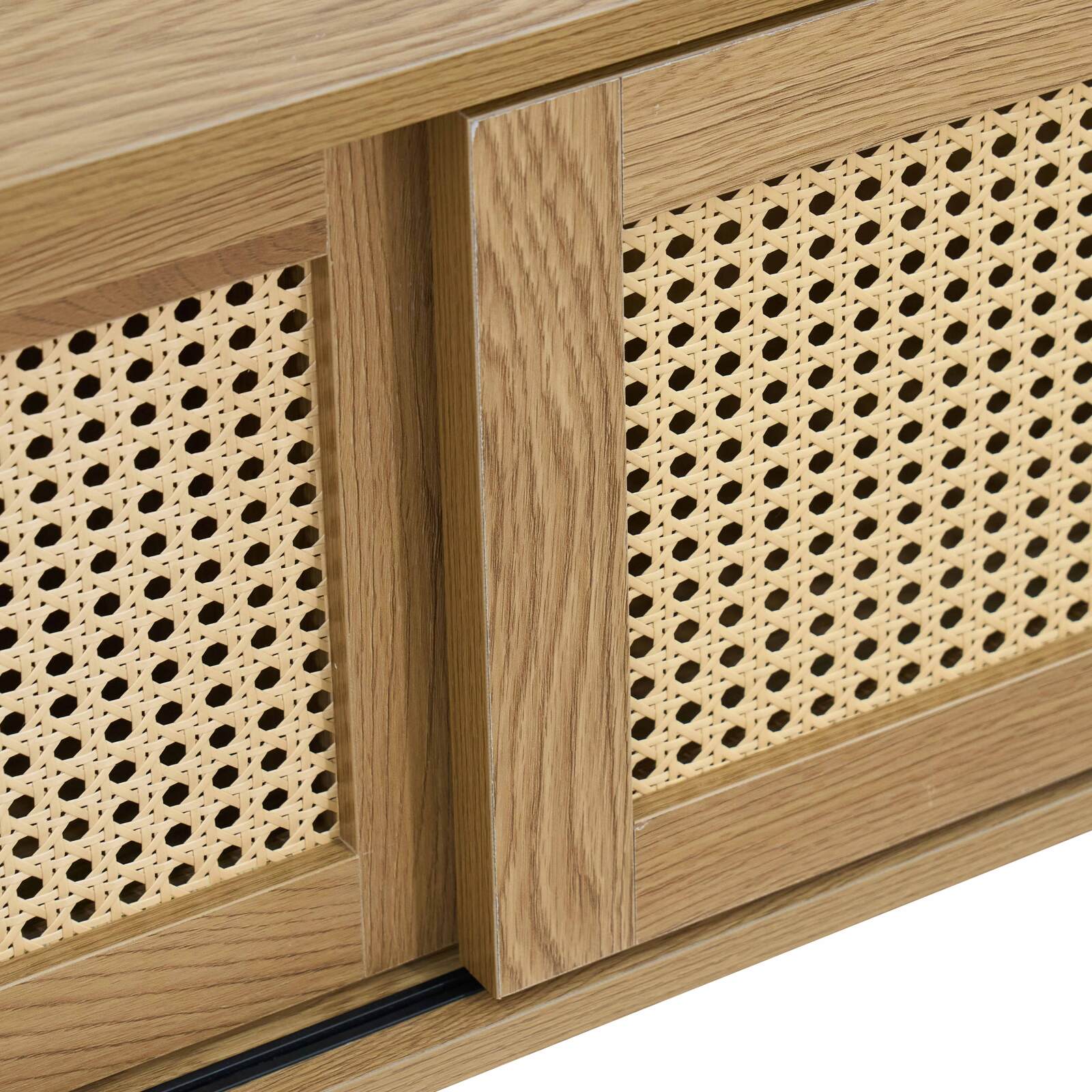 Meuble TV suspendu effet bois clair 160 cm style bohème