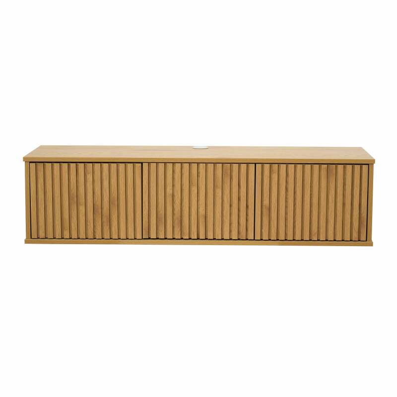 Meuble TV suspendu effet bois clair 120 cm style scandinave