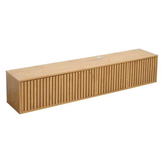 Meuble TV suspendu effet bois clair 160 cm style scandinave