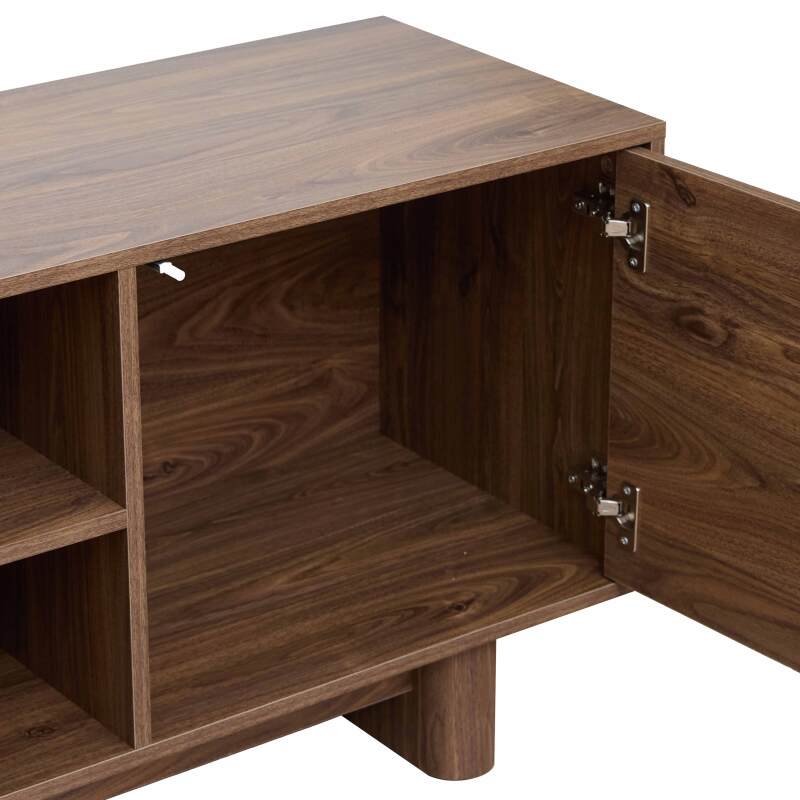 Meuble TV effet bois 120 cm style scandinave (5/7)