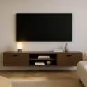 Meuble TV suspendu effet bois 160 cm style industriel 