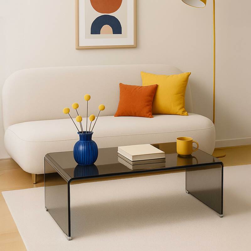 Table basse en verre trempé rectangulaire 110x50 cm 