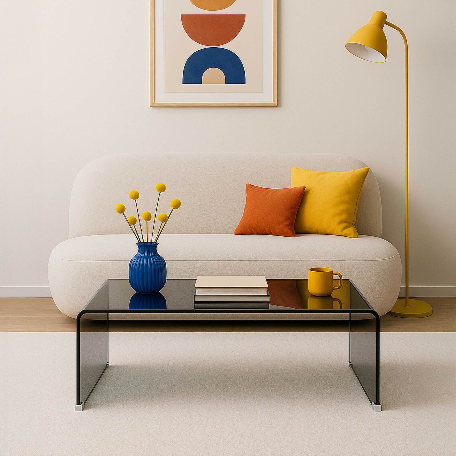 Table basse en verre trempé rectangulaire 110x50 cm 