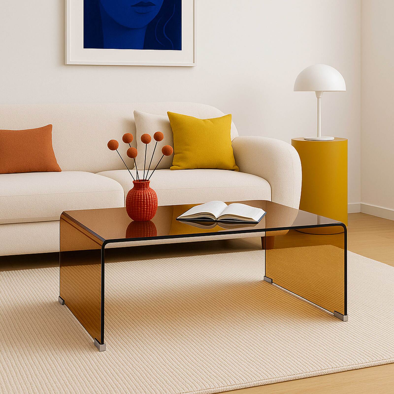 Table basse en verre trempé rectangulaire 110x50 cm 